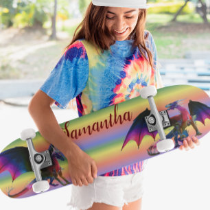 Regnbågsdrake Personligt Namn Mini Skateboard Bräda 18,5 Cm