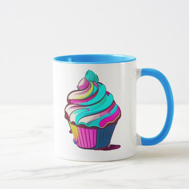 Regnbågsdroppcupcake Mugg (Höger)
