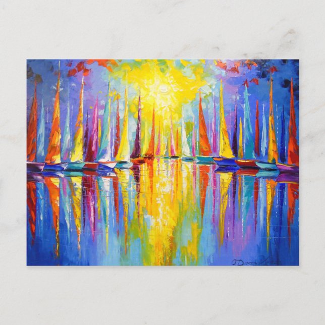 Regnbågsegelbåtar Vykort (Framsida)