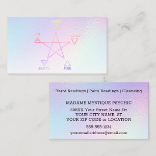 Regnbågselement Pentagram Psykisk Affär Visitkort