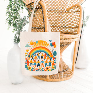 Regnbågsenhet Barnfirande Handväskor Tygkasse