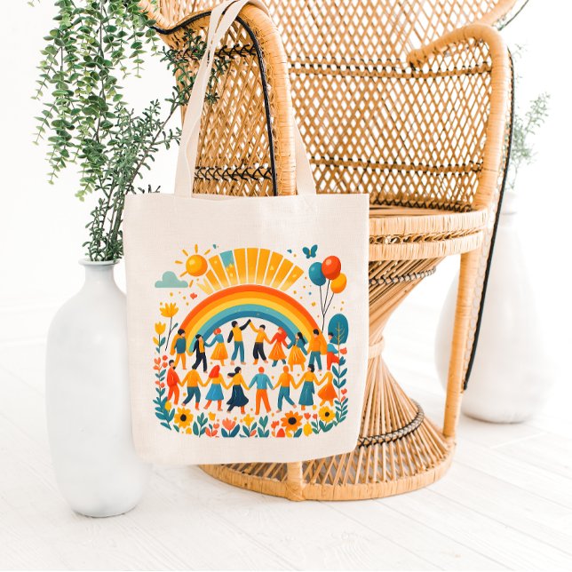 Regnbågsenhet Barnfirande Handväskor Tygkasse (Skapare uppladdad)