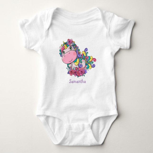 Regnbågsenhjörning  t shirt (Framsida)