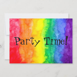 Regnbågsfärg Tvättar Party tid Inbjudningar