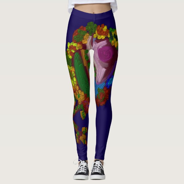 Regnbågsfärgad blomster leggings (Framsida)