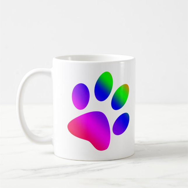 Regnbågsfärgad djurklövavtryck kaffemugg (Vänster)