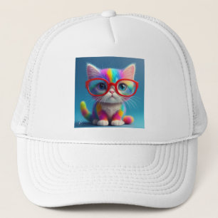 Regnbågsfärgad kattunge som bär glasögon-46568 keps