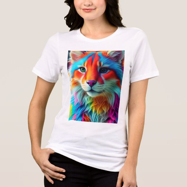 Regnbågsfärgad Luffig Katt-68587 T Shirt (Framsida)