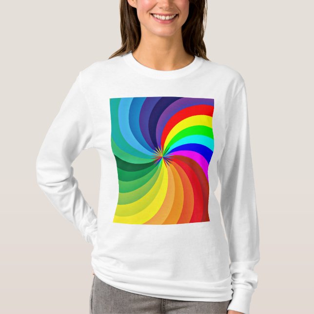 Regnbågsfärgad Mandala-46556 T Shirt (Framsida)