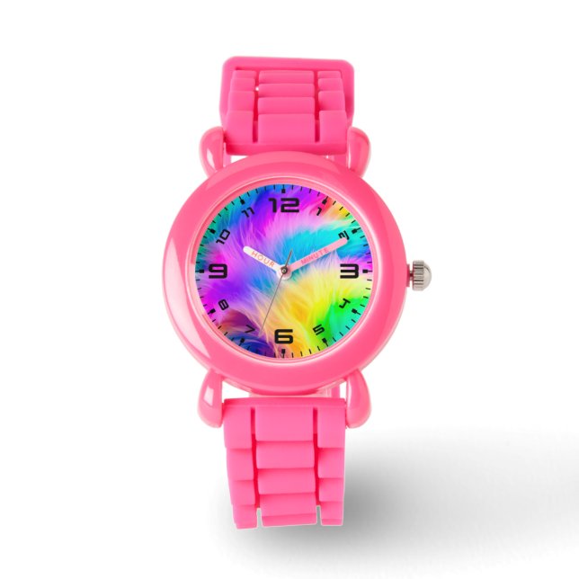 Regnbågsfärgad pälsdesign-75293 armbandsur (Framsida)