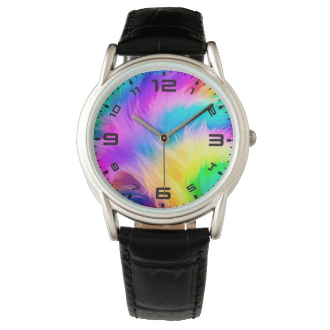 Regnbågsfärgad pälsdesign-75293 armbandsur (Framsida)
