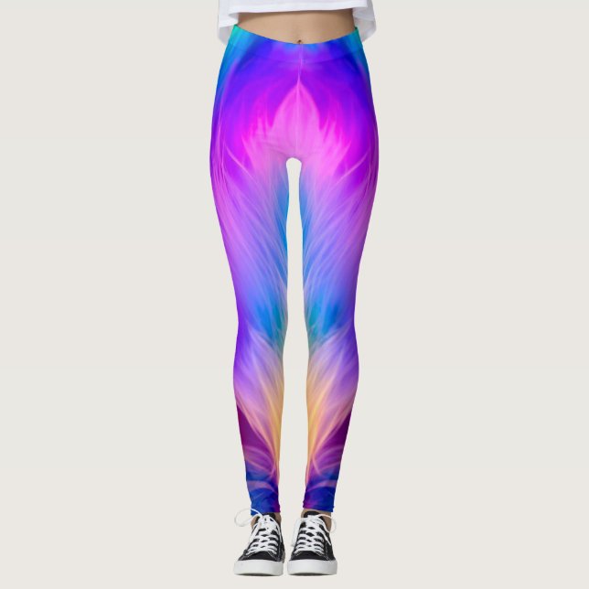 Regnbågsfärgad pälsdesign-75293 leggings (Framsida)