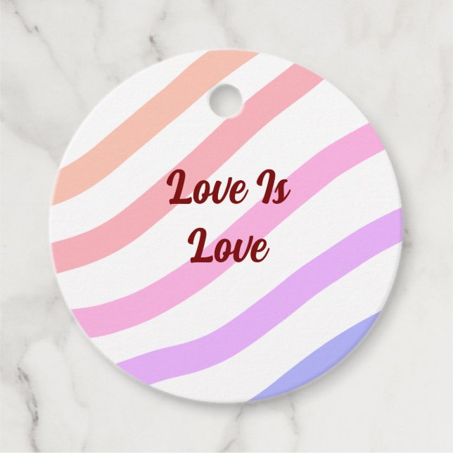 Regnbågsfärgad rand pastel kärlek är kärlek pride gåvor etiketter (Framsida)