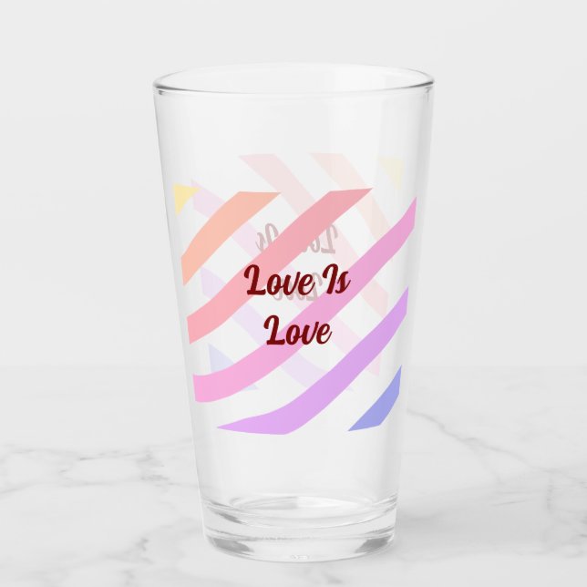 Regnbågsfärgad rand pastel kärlek är kärlek pride glaskopp (Framsida)