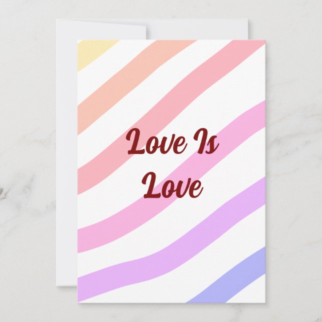 Regnbågsfärgad rand pastel kärlek är kärlek pride inbjudningar (Framsida)