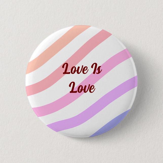 Regnbågsfärgad rand pastel kärlek är kärlek pride knapp (Framsida)