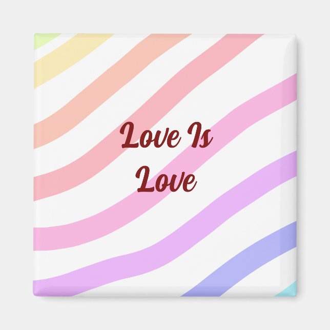 Regnbågsfärgad rand pastel kärlek är kärlek pride magnet (Framsidan)