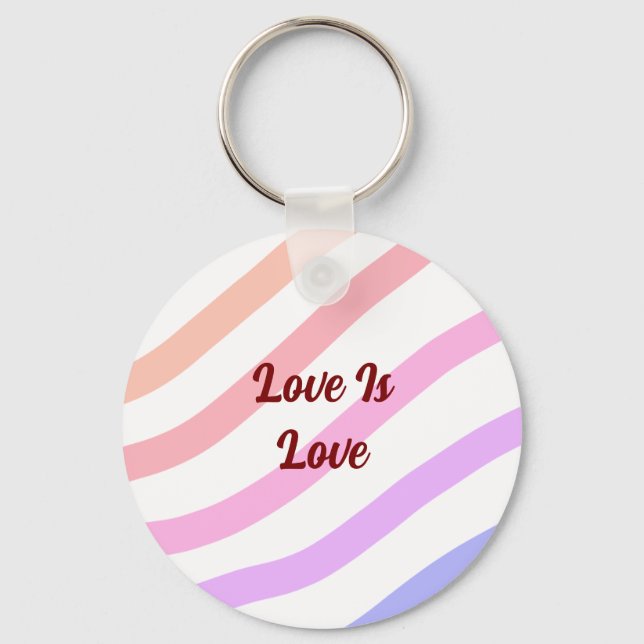 Regnbågsfärgad rand pastel kärlek är kärlek pride nyckelring (Framsida)