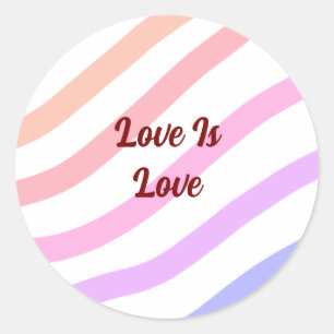 Regnbågsfärgad rand pastel kärlek är kärlek pride runt klistermärke
