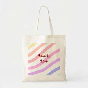 Regnbågsfärgad rand pastel kärlek är kärlek pride tygkasse
