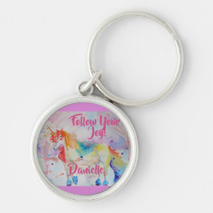 Regnbågsfärgad Rosa Nyckelring för Unicorn