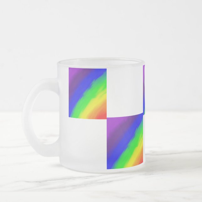 Regnbågsfärgad Rutig Frostad Glas  Glasmugg (Vänster)