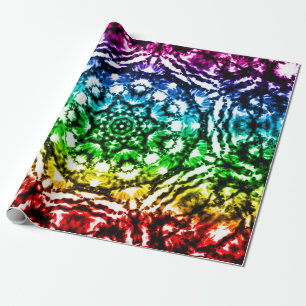 Regnbågsfärgad Tie Dye Mandala Stjärnfödelsedagsfe Presentpapper