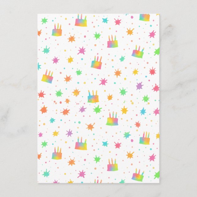 Regnbågsfärgad vattenfärg födelsedagstårta Färgrik Tack Kort (Framsida)