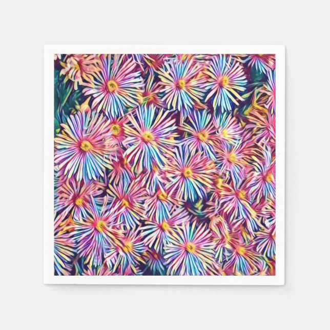 Regnbågsfärgade blommor pappersservett (Framsidan)