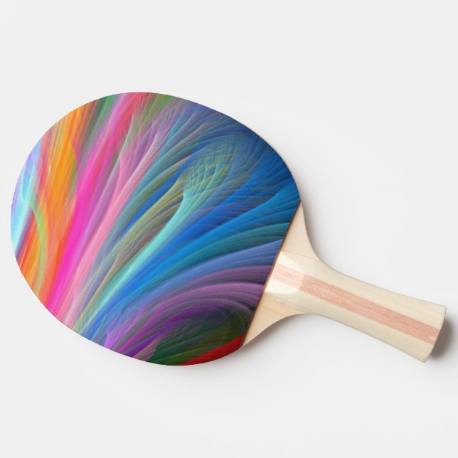 Regnbågsfärgade fjädrar pingisracket (Sidan)