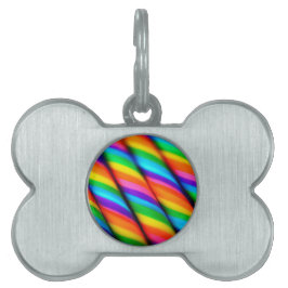 Regnbågsfärgade godisstavar 2 namnbricka husdjur