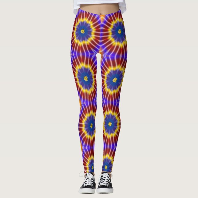 Regnbågsfärgade Kalejdoskop Leggings (Framsida)