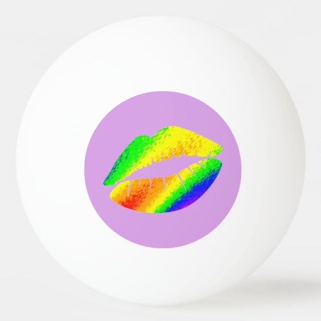 Regnbågsfärgade läppar pingisboll (Framsidan)