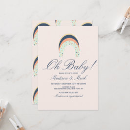 Regnbågsfärgade penseldrag Baby Shower Rosa Inbjudningar