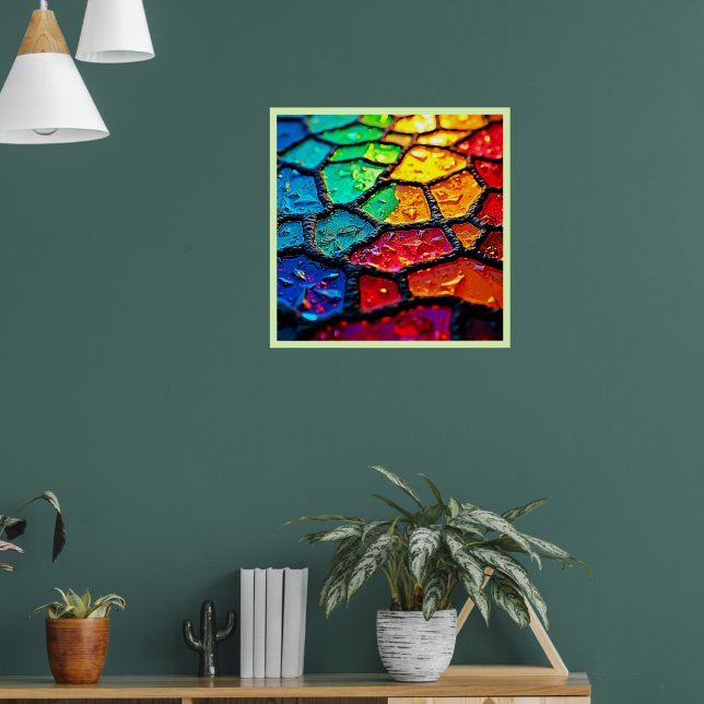 Regnbågsfärgat Glas Närbild Konst Poster (Vardagsrum 1)