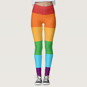 Regnbågsfärgblockremsor Mode Leggings