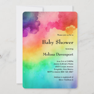 Regnbågsfärger Abstrakt Design Bebis Shower Inbjudningar
