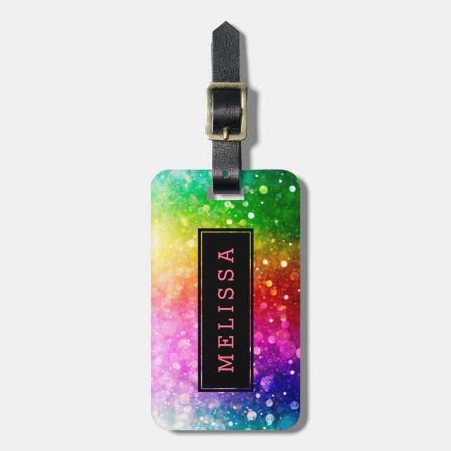Regnbågsfärger Bokeh Glitter Textur Bagagebricka (Vertikal Framsida)