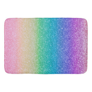 Regnbågsfärger Glitter Gnistrande Feminina Glam Fä Badrumsmatta