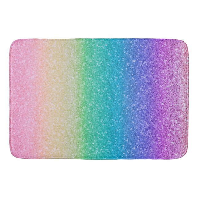 Regnbågsfärger Glitter Gnistrande Feminina Glam Fä Badrumsmatta (Framsidan)