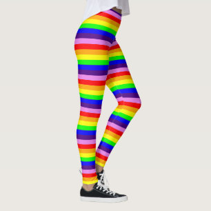 Regnbågsfärger Horisontella smala ränder Färgglada Leggings