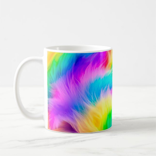 Regnbågsfärger Pälsdesign-75293 Kaffemugg (Vänster)