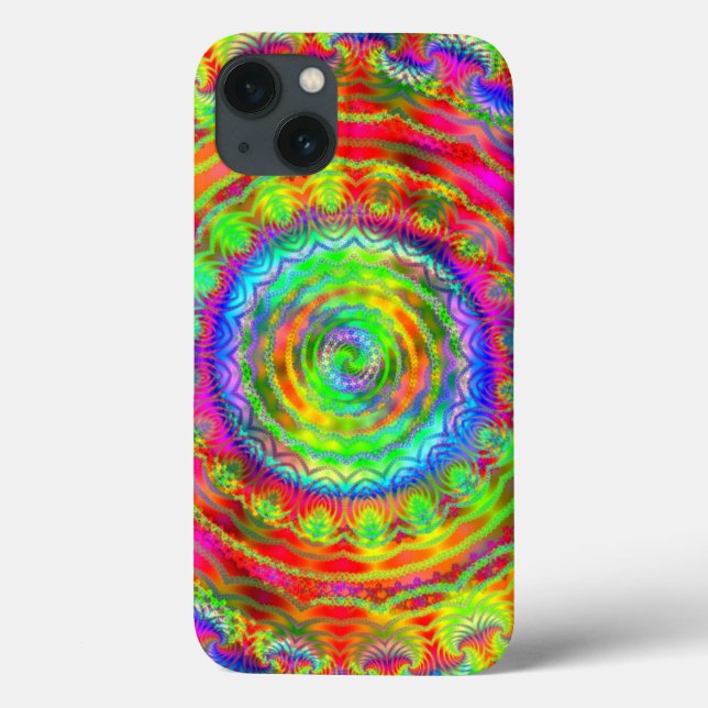 Regnbågsfärger Tiedye Mål Kalejdoskopisk Fraktal (Baksida)