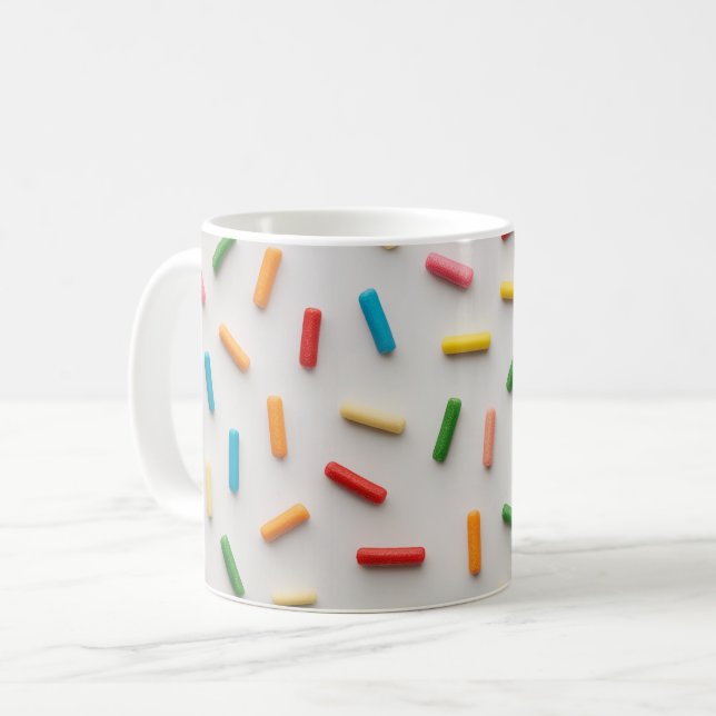 Regnbågsfärgglatt mönster kaffemugg (Framsida vänster)