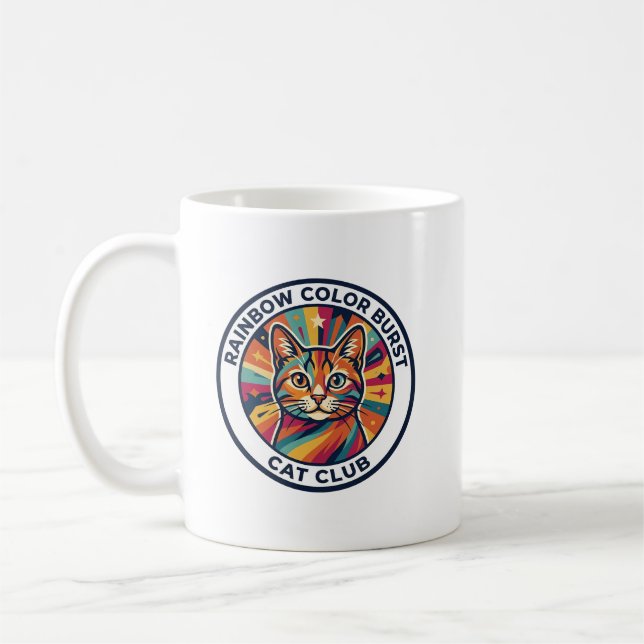 Regnbågsfärgssprängning Katt Söt Kisse Design - Re Kaffemugg (Vänster)