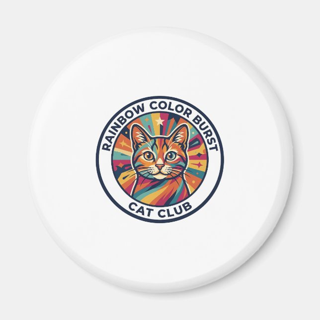 Regnbågsfärgssprängning Katt Söt Kisse Design - Re Magnet (Framsidan)