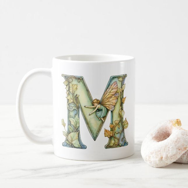 Regnbågsfée Initial 'M' Kaffemugg (Med munk)
