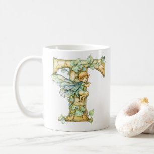 Regnbågsfée Initial 'T' Kaffemugg