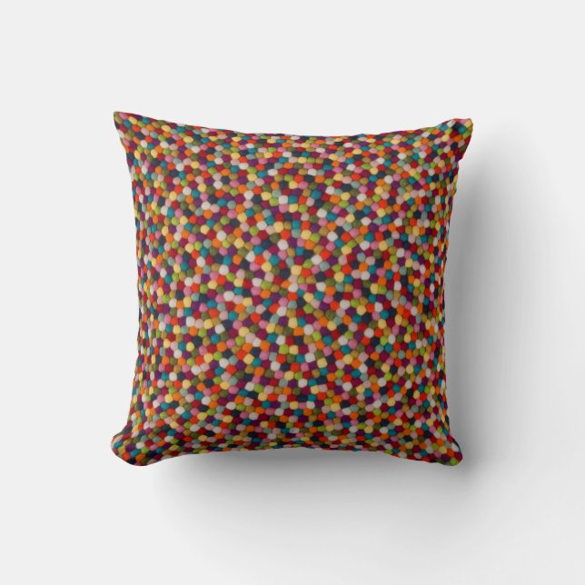 Regnbågsfiltkula Mosaikmatta Kudde (Framsida)
