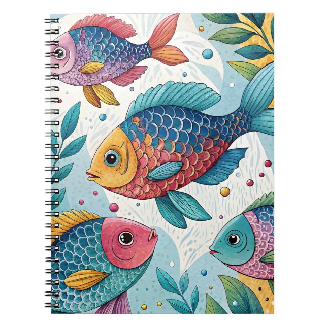 Regnbågsfisk i undervatten anteckningsbok (Framsidan)